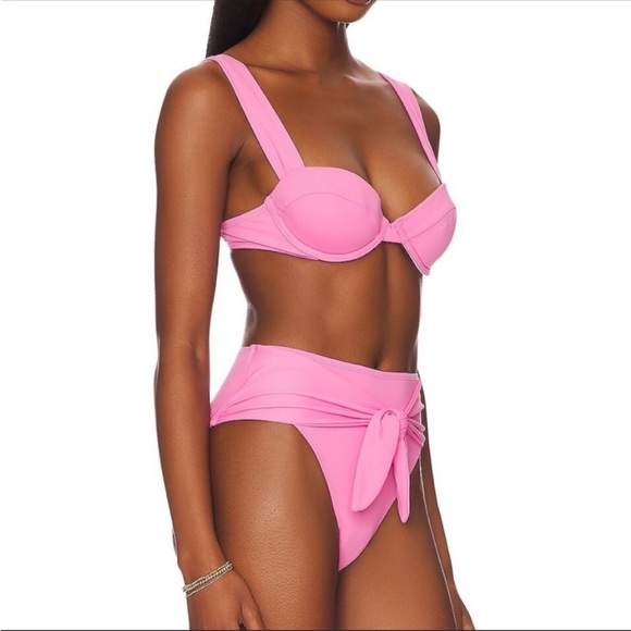 🩷NWT WEWOREWHAT Riviera High Rise Bikini Bottoms Bubblegum Pink/Barbie - Picture 8 of 9
